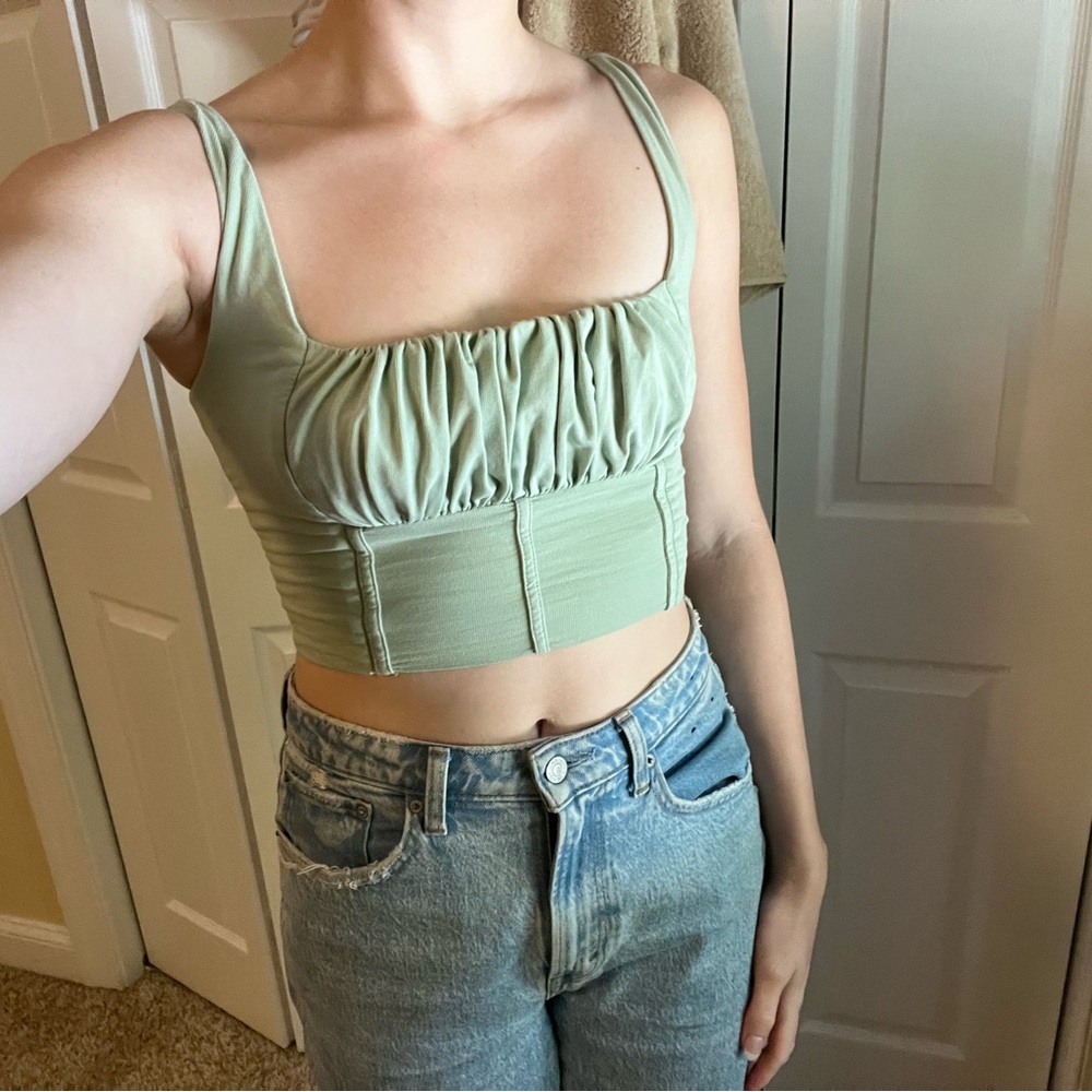 Green ruched Tank top